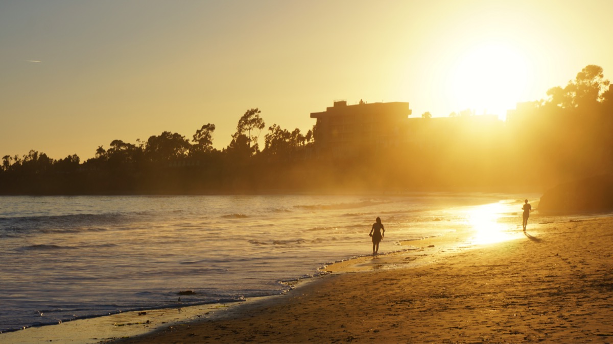 Goleta Beach with the Pacific Ocean coastline in Santa Barbara County, California, the gateway to the three licensed cannabis dispensaries on the South Coast 101 corridor.