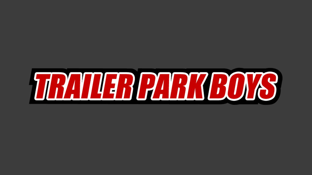 Trailer Park Boys Showcase logo in red block letters on a charcoal backdrop