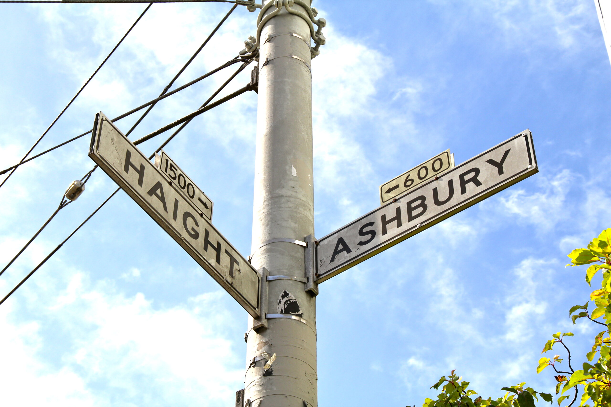 Haight and Ashbury street sign at the corner of Haight Street near SPARC Upper Haight dispensary in San Francisco