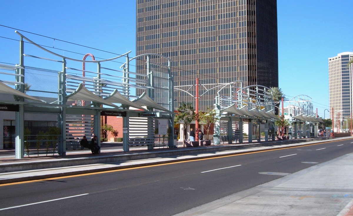 METRO Light Rail Midtown Phoenix Station along Central Avenue near Story Cannabis on N 7th Street