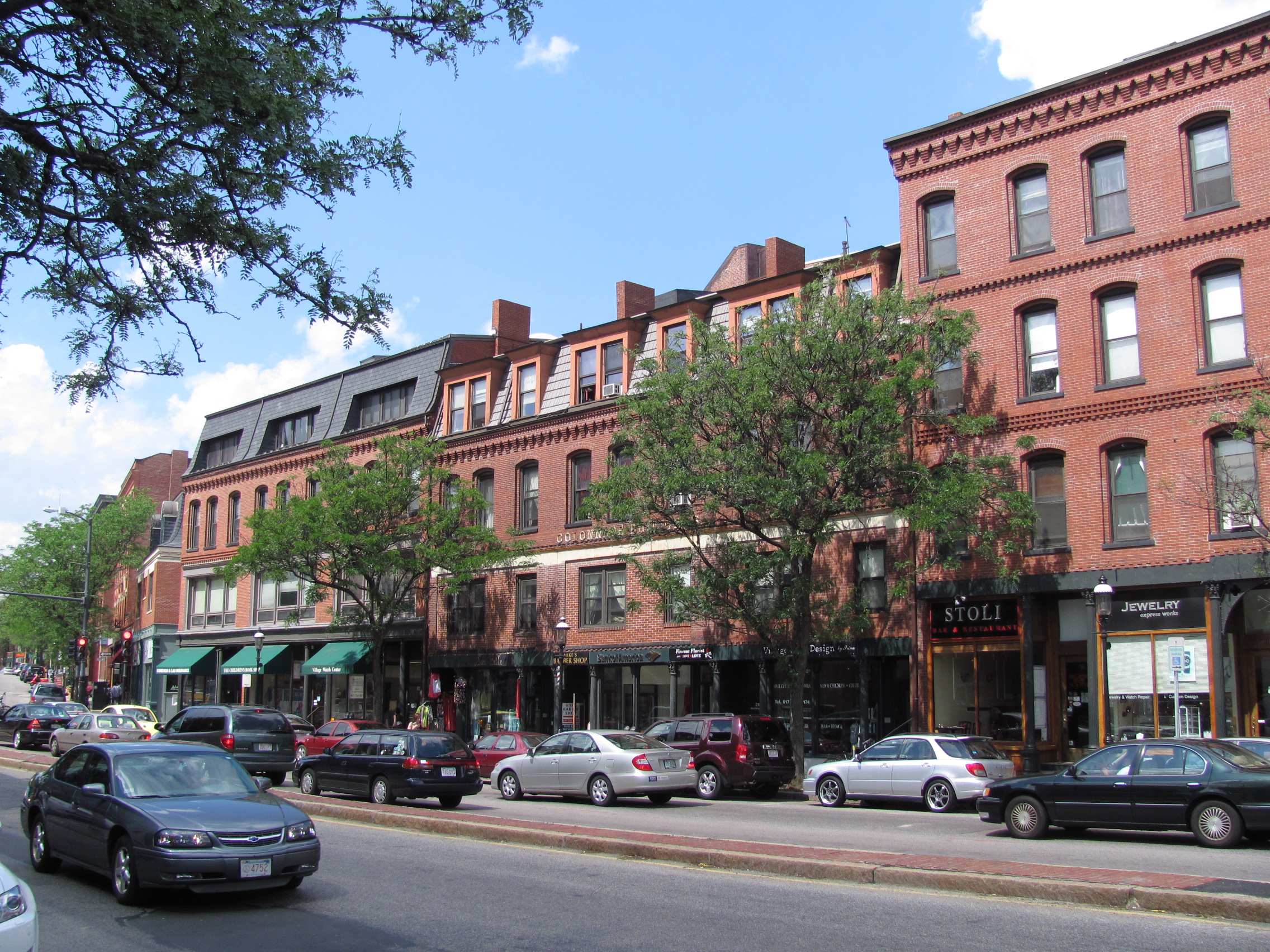 Washington Street through Brookline Village where NETA Brookline anchors the south side of the corridor